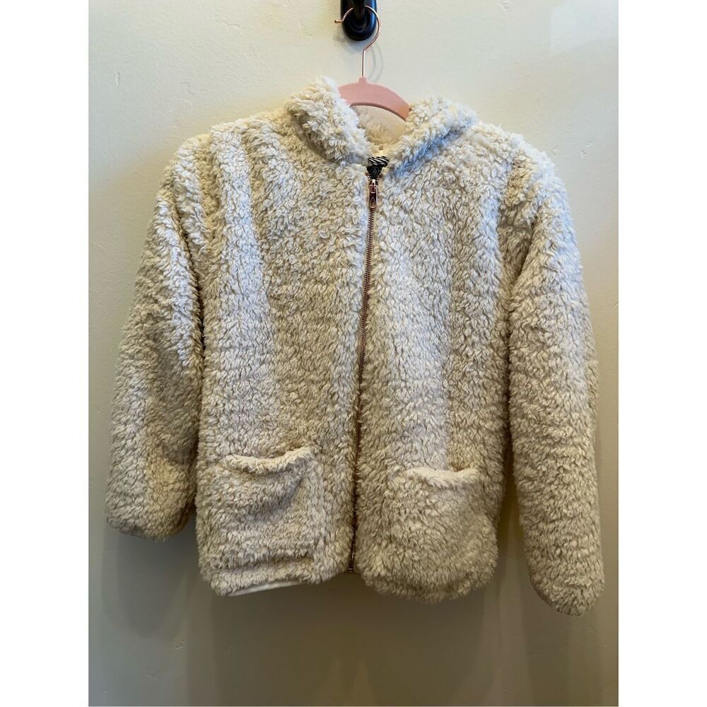 Volcom Cream and Rose Gold Zip Up Lil Phuz Girls Hooded Sweater Size XL New
